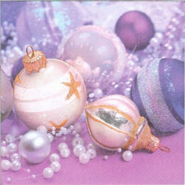 Dekorszalvéta - White & Purple Christmas Baubles